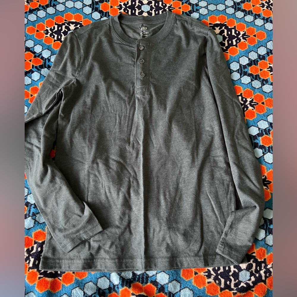 Gap Men’s Green Marled Long Sleeve Tee Henley